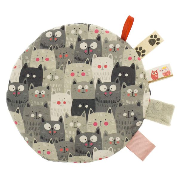 Round Sweet Cherry Stone Cushion Organic Cherry Stone Heatable Pillow Two-Sided Print Good"Heat and Cold Therapy" Gray Cats [088]