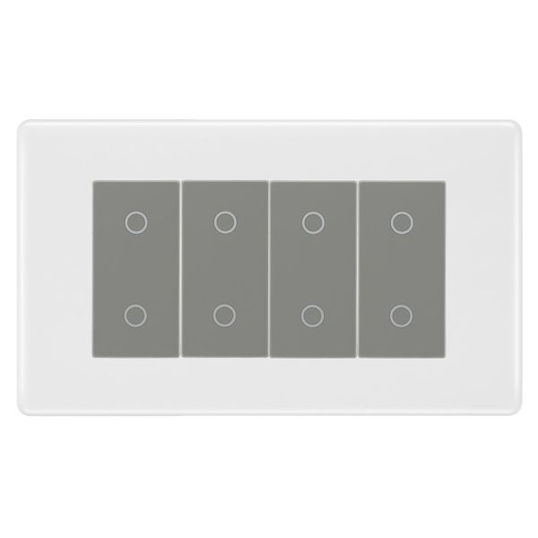 BG Nexus White Moulded Quad Secondary Touch Dimmer Switch - Grey Insert