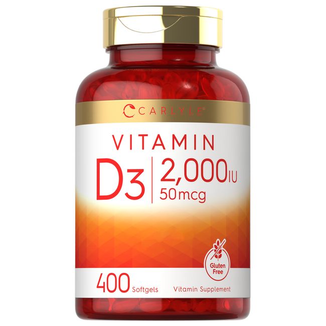 Vitamin D3 2000 IU Softgels | 400 Count | Non-GMO, Gluten Free | by Carlyle