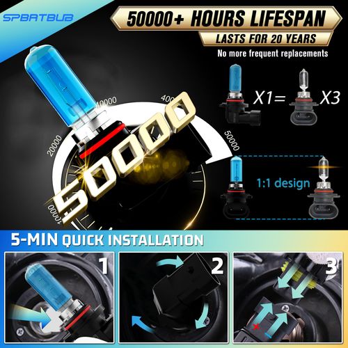SPBRTBUB Headlight Bulbs compatible with GMC Yukon 2015 2016 2017 2018 Light Bulb Halogen, 9005/HB3/H10 High Beam+ H11/h8/h9 Low Beam + PSX26W Fog Lights, Pack of 6