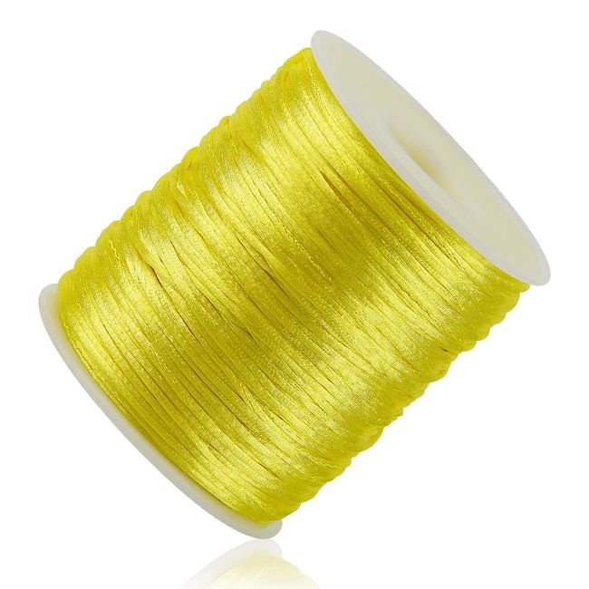 Kblick Gold Nylon String Twine - 1MM 100 Yards Braided Nylon Bracelet Twine String for Bracelet Making, Gold Cord Christmas Ornament String Thread for Crafts, Macrame Bracelet String Satin Cord