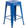 24'' High Backless Blue Metal Counter Height Stool - Industrial Style Stool