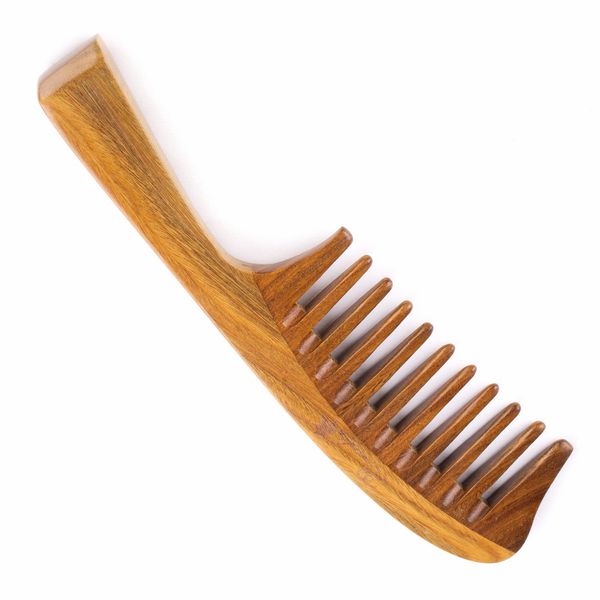 Hair Comb for Curly Hair - Breezelike Wide Tooth Sandalwood Comb - 8" Big Size No Static Natural Wooden Detangling Comb for Women and Men