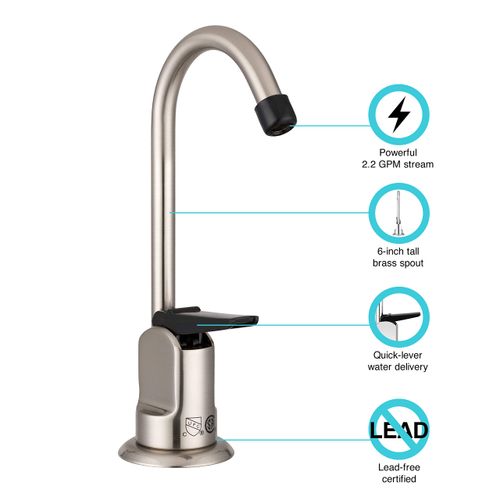Dura Faucet DF-DF350-SN RV Drinking Faucet - 6-inch Tall (Brushed Satin Nickel)