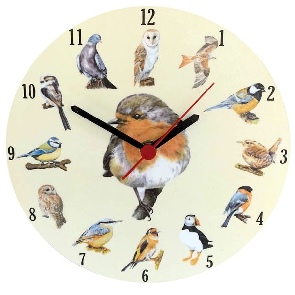 Lark Rise Designs Round Birds Wooden Wall Clock