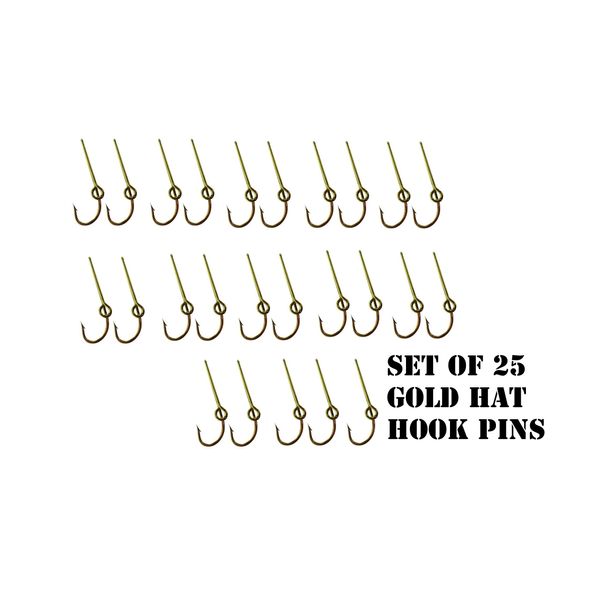 25 Gold Hat Fish Hook for Cap and Tie Clip Bulk Pack of 25 Hat Hooks