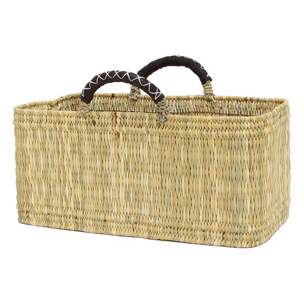 Matsunoya Basket Straw Leather Hand Horizontal Basket L Size