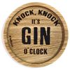 Holzpost Oak Wood Coaster Diameter 11.2 cm Knock, Knock - It's Gin O'clock