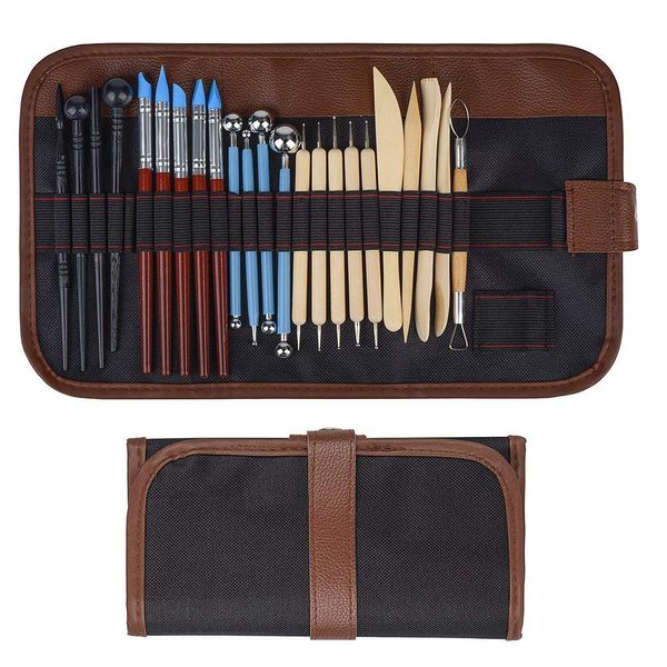 Aipaide Clay Sculpting Art Tools Kit 24 PCS Pottery Clay Sculpting Tools With a Storage Bag Ball Stylus Dotting Tools Ceramic Clay Tools Set For Engraving Embossing Shaping Ceramics Doll Carving