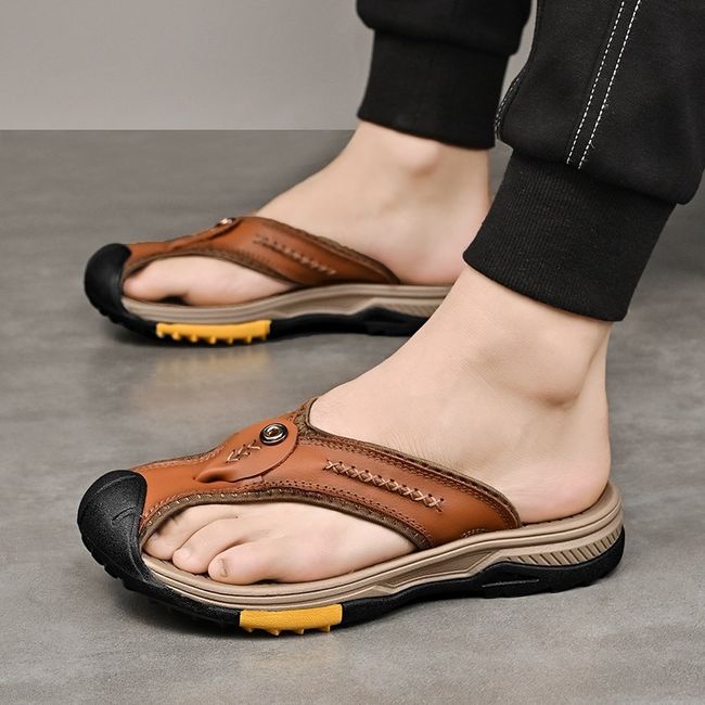 Beach Fashion Men's Slippers Casual Leather Summer Flip-flops