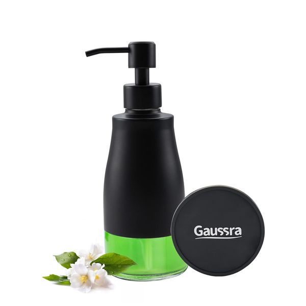 Gaussra Black Soap Dispenser with Coaster, Refillable Liquid Stainless Steel Soap Dispenser for Kitchen Sink, Bathroom Countertop (11OZ / 320ML)