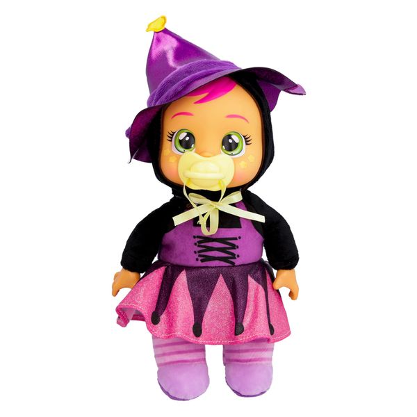 Cry Babies Tiny Cuddles Halloween Agatha - 9" Baby Dolls, Cries Real Tears, Pink and Purple Witch Themed Pajamas