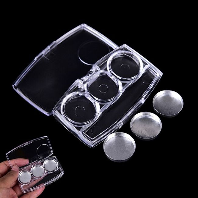 Eyeshadow Lipstick Powder Box Case Empty 3 Round Grids Cosmetic Packaging Palette Pcs DIY 1 Set