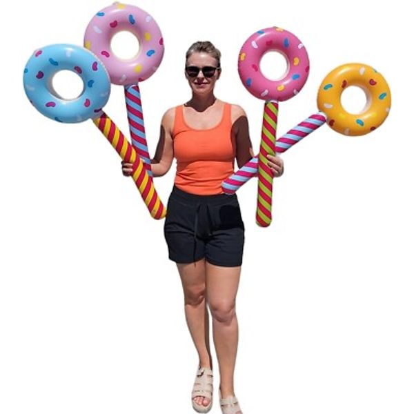 Large Inflatable Donut Lollipops (About 36") Inflate (12 Pack - 4 Styles)