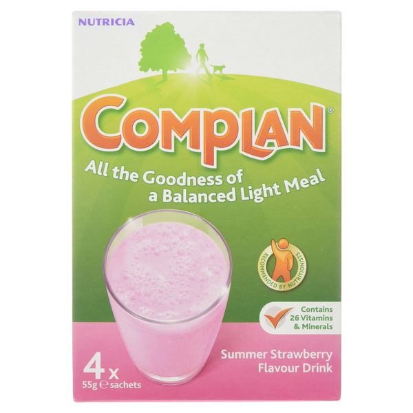 Complan Summer Strawberry Flavour Drink, 4 x 55g