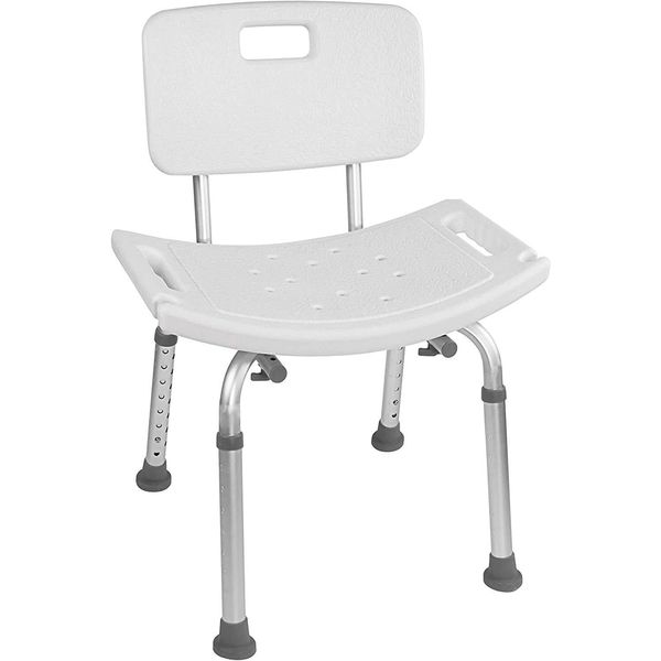 Vaunn Tool-Free Assembly Adjustable Shower Chair Spa Bathtub Seashell White