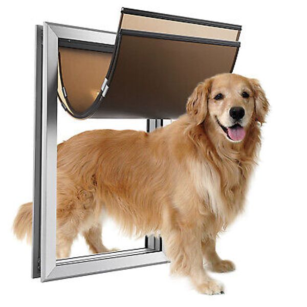 28"x18" Aluminum Pet Door Dog Cat Magnetic Lockable Flap Screen Gate Extra Large