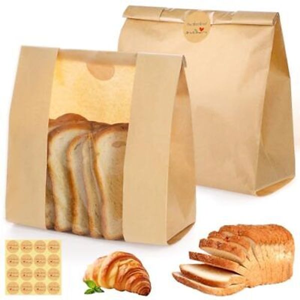 30 Pack Paper Bread Bags for Homemade Bread Sourdough Bread Bags with Window