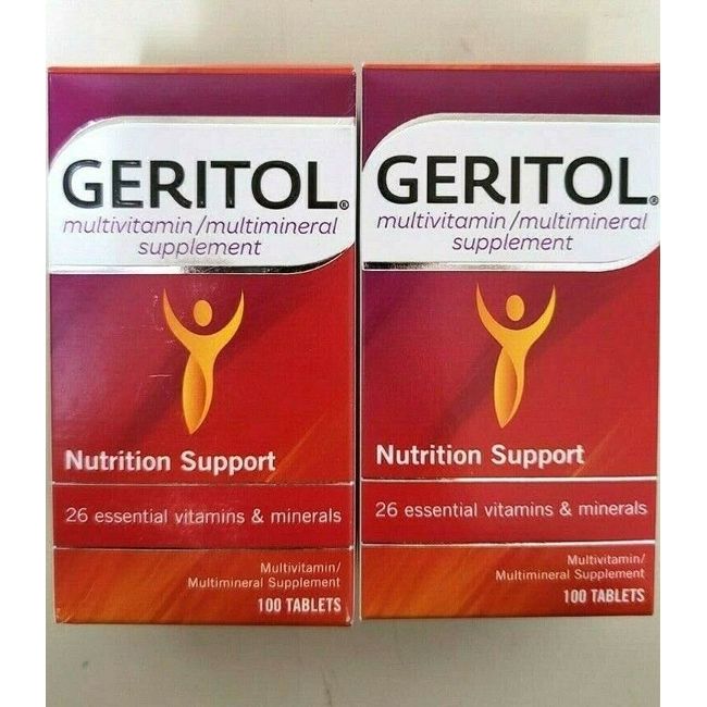 2 Packs Geritol Vitamins Multivitamin & Mineral Supplement 100 Tablets Each