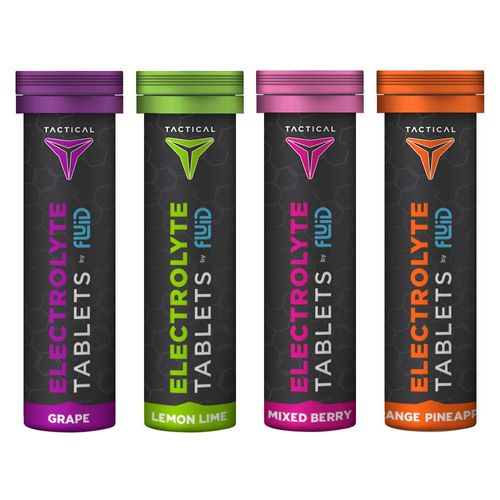Fluid Tactical- Effervescent Hydration Tablets, Electrolyte Replacement & Dehydration Prevention, 4 Pack, 40 Servings (Variety)