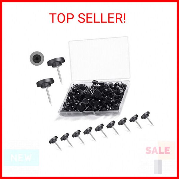 JIMSUMM 150 PCS Push Pins, Standard Plastic Head Steel Point Black Thumb Tacks f