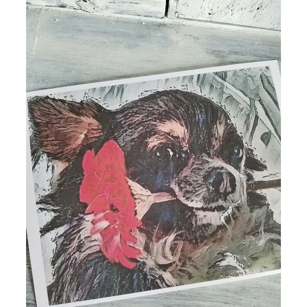 Chihuahua Dog Whimsical Portrait Art Print - Pet Portrait 8x10