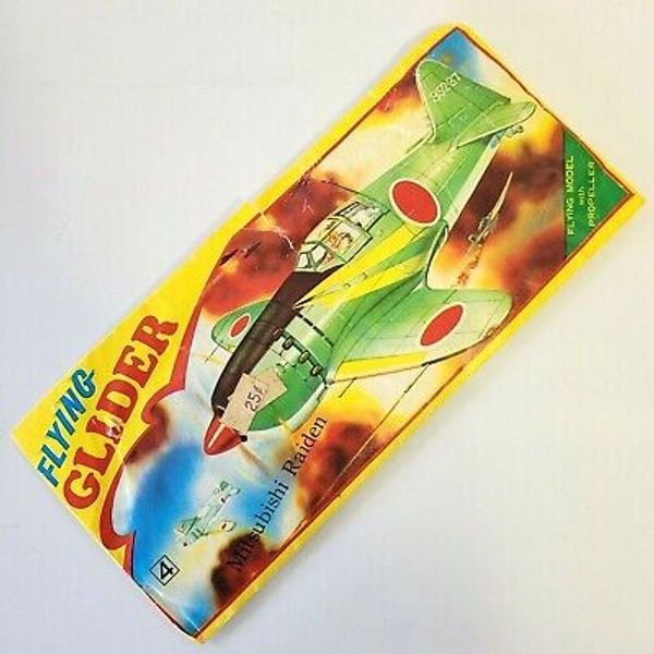 VTG Mitsubishi Raiden J2M Jack WWI Fighter Plane Flying Glider Propeller Toy NOS