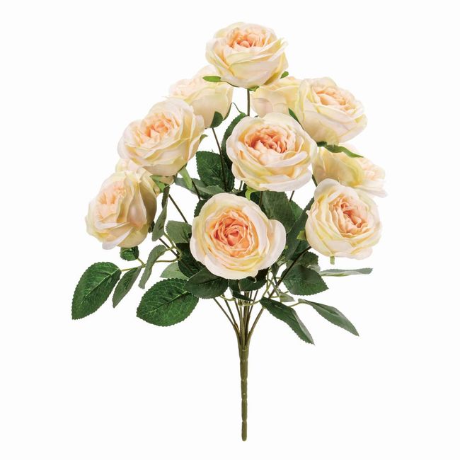 Tokyodo FM001617-006 Artificial Flowers MAGIQ Lucia Rose Bush, Peach Flower Diameter 2.8 x 14.6 inches (7XL37 x W25 cm)