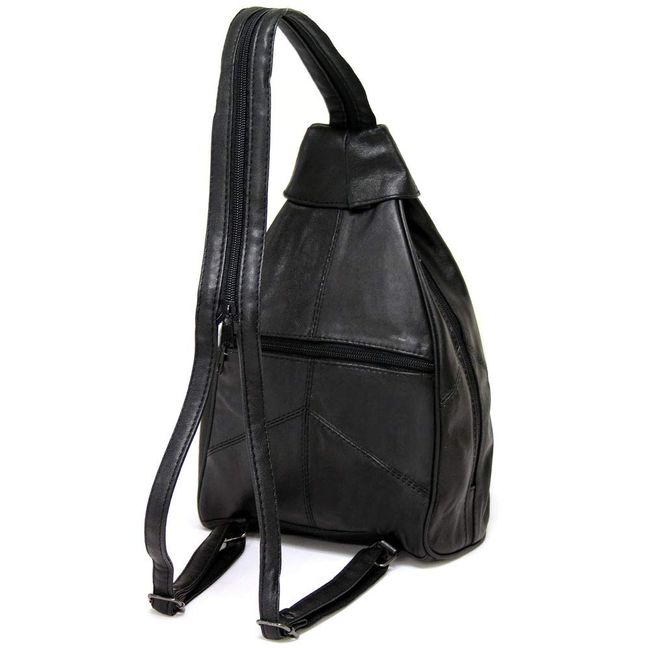 Small Leather Backpack w/ Pockets & Zippered Strap - Bellino
