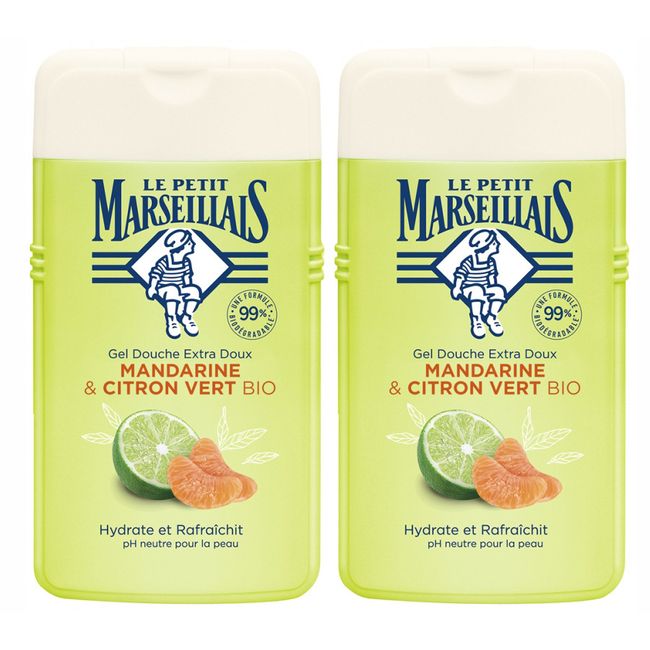 Le Petit Marseille Organic Mandarin &amp; Lime Extra Gentle Shower Gel 250ml Set of 2 Soap Free Shower Gel Sensitive Skin Dry Skin Overseas Mail Order <br> GEL DOUCHE EXTRA DOUX MANDARINE &amp; CITRON VERT BIO 250ml X2<br>