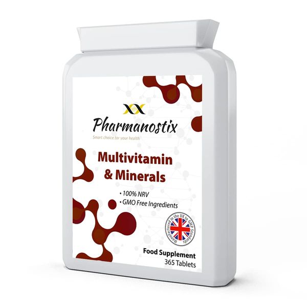 MultiVitamins & Minerals Plus Iron Supplement - 365 Tablets - One A Day Tablets with 16 Essential Active Vitamins & Minerals- Suitable for Men and Women- UK Manufactured to GMP Standards