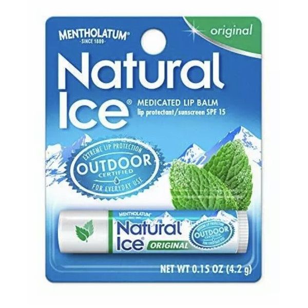 6 PACK- Mentholatum Natural Ice Lip Balm Original SPF 15