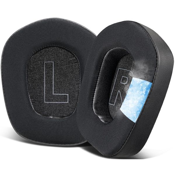 SOULWIT Cooling Gel Earpads for Logicool G733 G535 G335 Lightspeed Wireless Gaming Headset Replacement Pads Durable Ice Silk Fabric Ear Cushion High Density Foam Cool Feeling Black