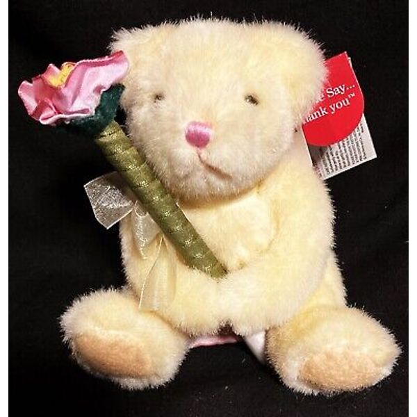 Russ Li'l Scribe Teddy Bear pink rose ballpoint pen with Tags PET RESCUE