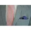 Frederick Thomas navy and white pin spotted pocket square with pink edging