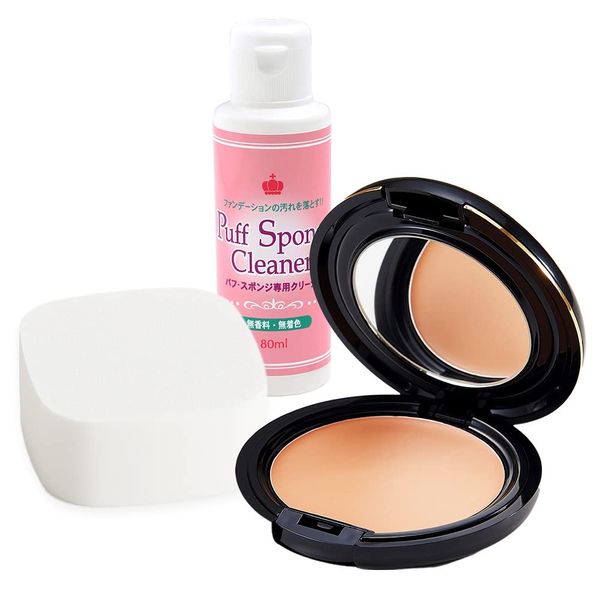 Aimedia Cream Foundation with Puff Cleaner, Emulsion, Light Beige, Prussian Foundation, Pink Beige, For Puff and Sponge Detergent, Moisturizing, Glossy, Glossy Skin, High Cover, Autumn and Winter, Cosmetics, Cosmetics