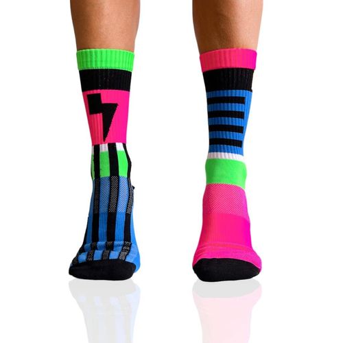 Inshock Barcelona Sports Socks for Men and Women - Ideal Socks for Running, Basketball, Cycling and Padel, Gas blue-fuchsia, 43 - 46