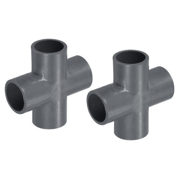 PATIKIL 2 Pcs 20mm PVC Pipe Fittings 4 Way T Shape Water Pipe Cross Joint Connector Adapter for Garden Irrigation Home Aquarium