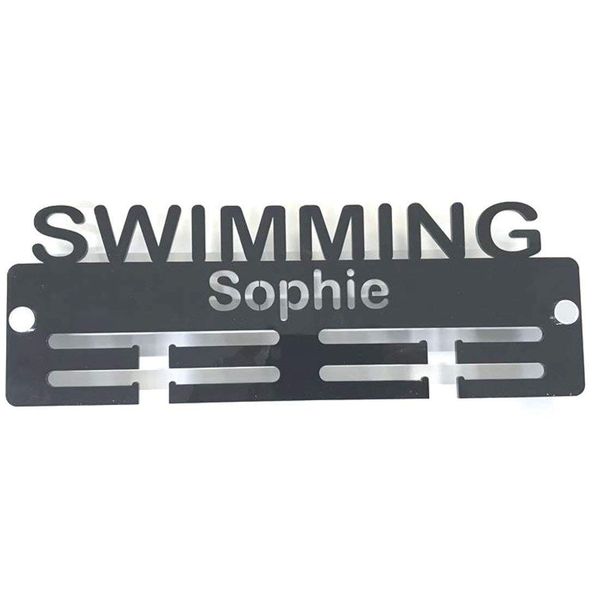 Super Cool Creation Personalised "Swimmimg" Medal Hanger - White