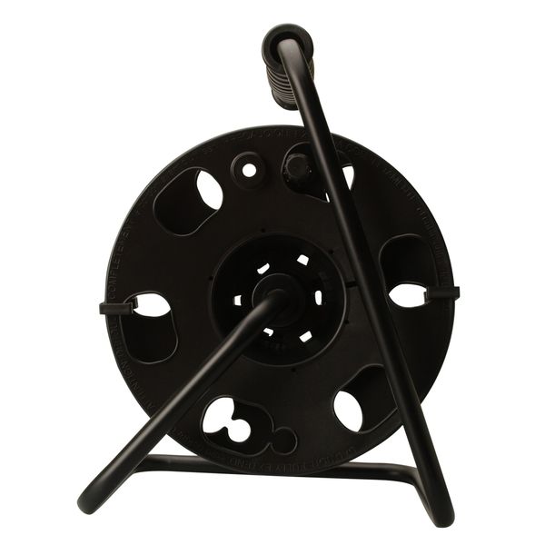 Woods 22849 Metal Extension Cord Reel Stand In Black, Heavy Duty, Quick Snap Together Design, Sturdy and Durable Stand, Easy to Grip Handles, Holds Up To 100 Feet, 14/3 Gauge Cord