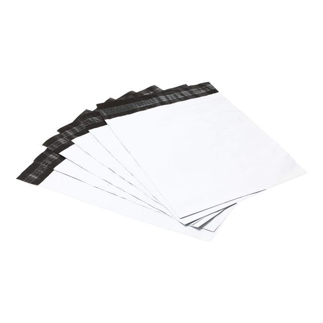 NOE Home Delivery Plastic Bags, Thick Type, Non-See-through, with Tape (Larger than A4, White, 500 Sheets)