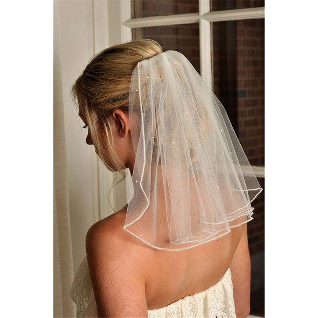 2 Tier Wedding Bridal Veil With Comb Ivory Bride Headpiece Hair