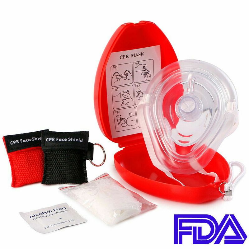 Adult/Child CPR Pocket Resuscitator Rescue Mask + 2 keychain cpr face ...
