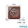 MAG T-736BR-Z Alarm Clock, Analog, Brown, Mini, Silent, Continuous Second Hand, Snooze Function, Light Included