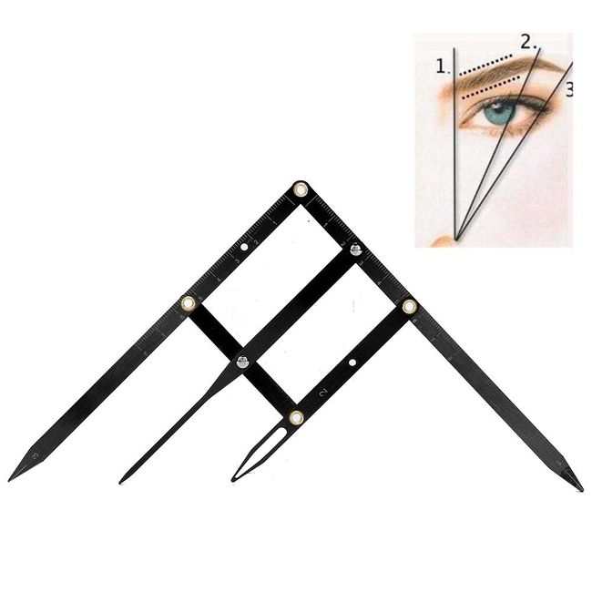 Tattoo Eyebrow Ruler, Eyebrow Measure Ruler Eyebrow Tattoo For Eyebrow Drawing Designs Eyebrow Shapes, Golden Ratio Makeup Symmetrical Tool Accessory For Tattoo Artist Novice(Gold)