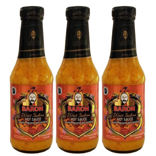 Baron West Indian Hot Pepper Sauce 14 Ounce (Pack of 3)