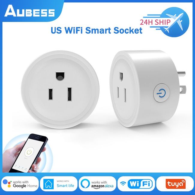 Aubess Outdoor Waterproof Smart Plug, 16A WiFi Remote Control Smart Socket  With Power Monitor Function,For