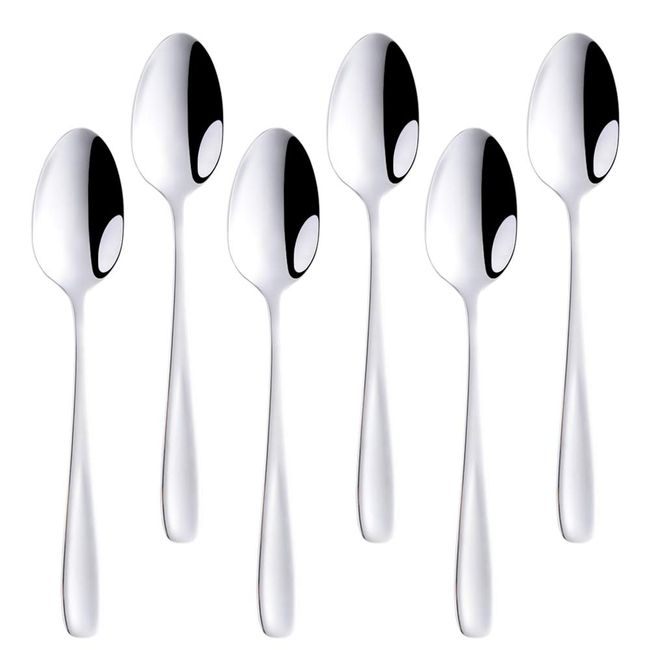 Buyit Dinner Spoon, Stainless Steel Spoon, Set of 6, 18-10 Stainless Steel, Thick, High Quality, Hygienic and Durable, Dishwasher Safe, Total Length: 7.2 inches (18.2 cm), Silver