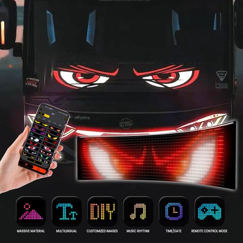 WLOSDMW Devil Eyes Light For Cars,Programmable Sign For Car,Led Matrix Panel,Flexible Digital Display,With Remote Control, Mobile Phone App Operation, Waterproof, Suitable For Various Scenes