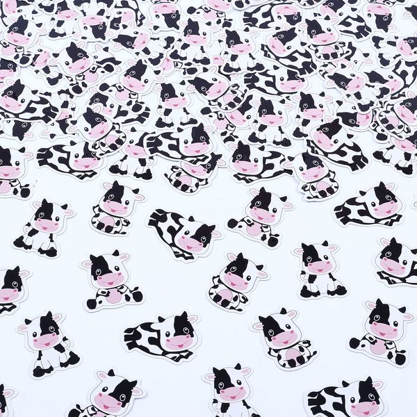 200 Pieces Cow Confetti for Birthday Baby Shower Party, Cow Theme Party Decorations Boys Girls, Farm Animal Cow Print Party Supplies, Holy Cow Im One Moo Moo Birthday Decor